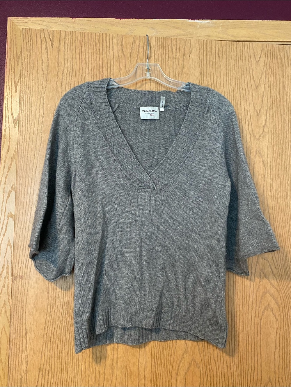 Michael Stars Heather Gray Deep V-Neck Knit Sweater